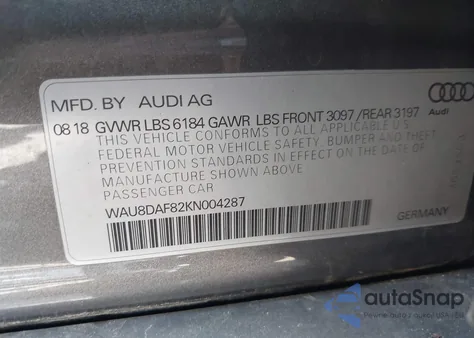 2019 Audi A8 L 55 from USA, damaged, VIN WAU8DAF82KN004287